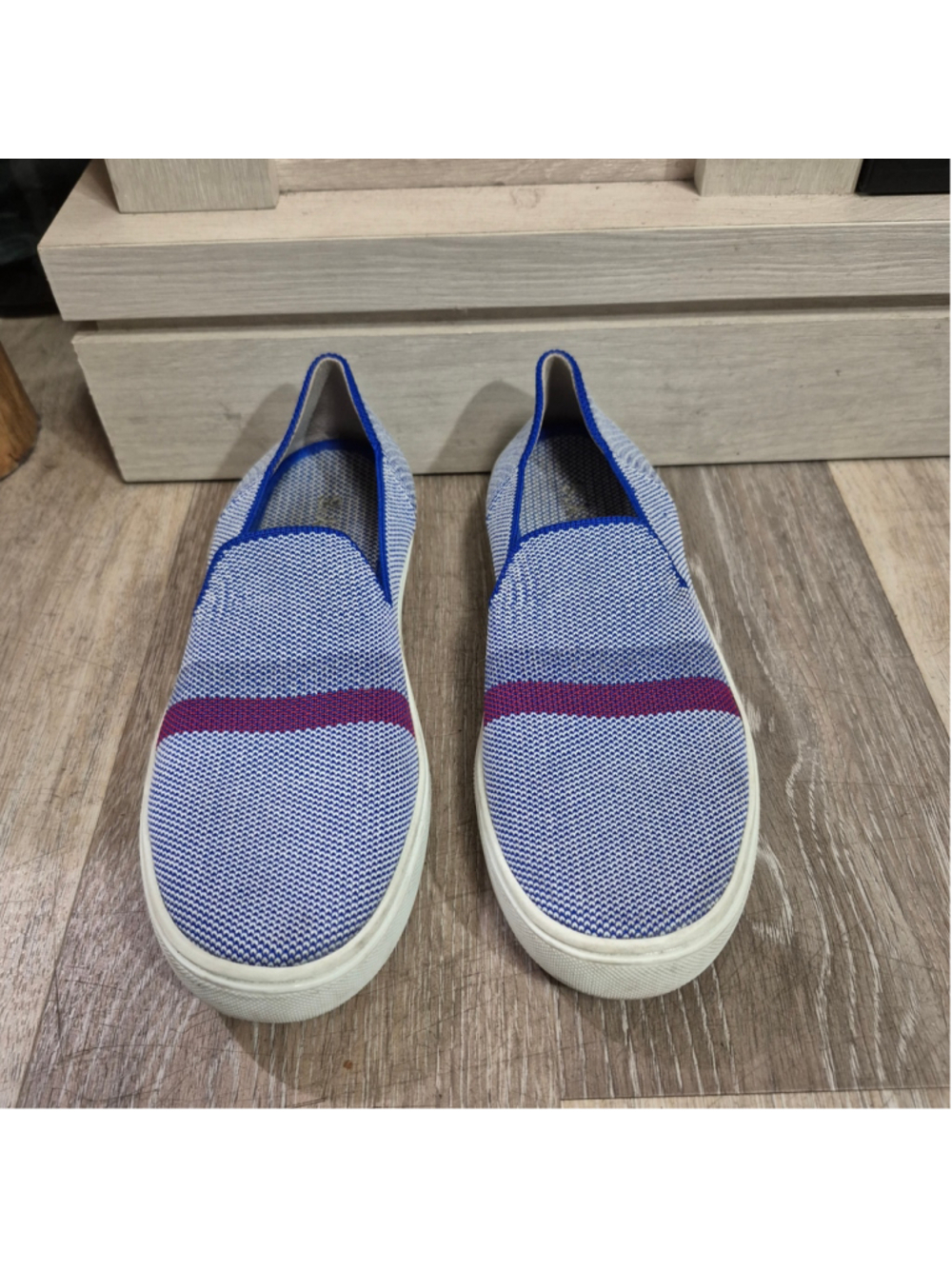Women's Rothy's Slip-On Sneakers Blue and Red 5.5